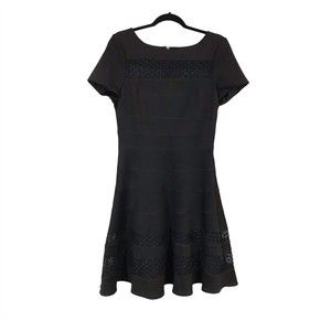 WHBM Women's Size 10 Black Laser Cut Fit Flare Dress. Not for petites.